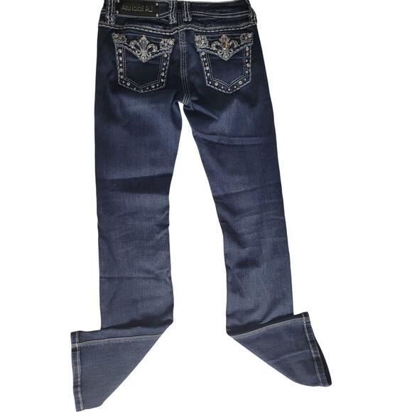 LA Idol Jeans Dark Indigo Studded Stretchy Sz 28/34 - Picture 3 of 5